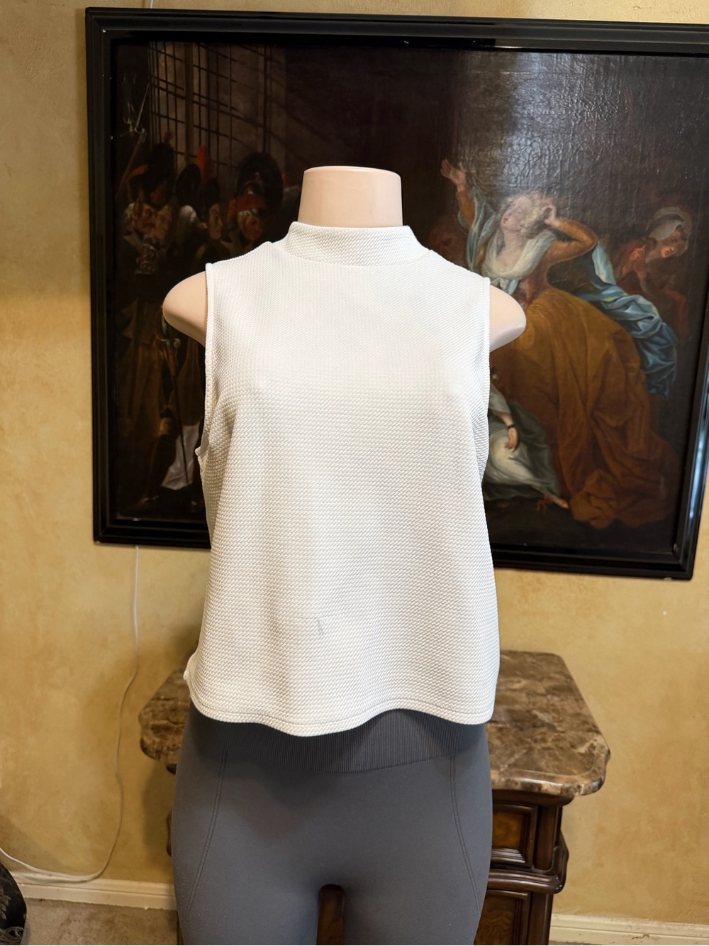 Express White Sleeveless Mock Neck Tank Top